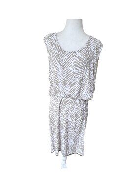 Ann Taylor Loft Women XL Dress Knit Sleeveless Knot Waist Animal Zebra Print